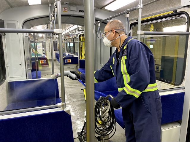 COVID-19 protection means continuing more frequent, more intense transit cleaning and disinfecting