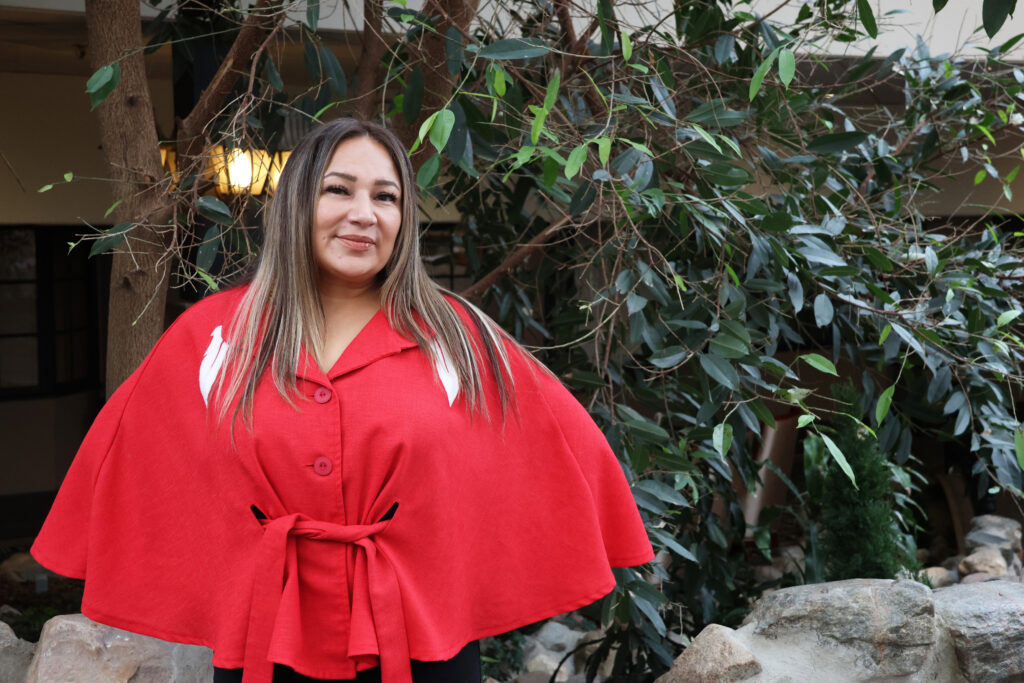 Rachel Wuttunee, Senior Manager of Urban Indigenous Relations in the City Manager’s Office at the City of Vancouver, poses at the Edmonton Inn and Conference Centre during the Missing and Murdered Indigenous Relatives Gathering: The Strength in Our Stories.